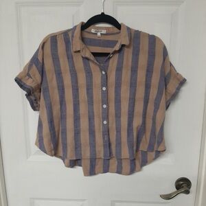 Striped Button-Up Women Top
